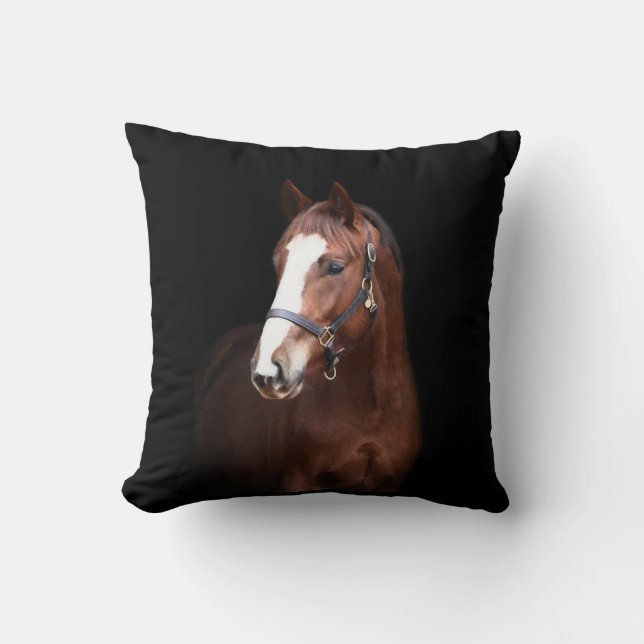 Coussin Joli cheval de poulain noir arrière - plan (Recto)