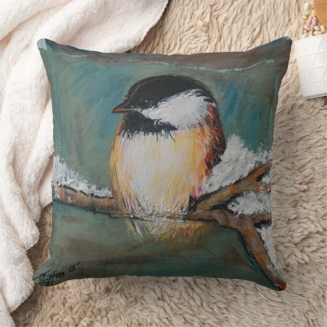 Coussin Joli chickadee noir (Couverture)