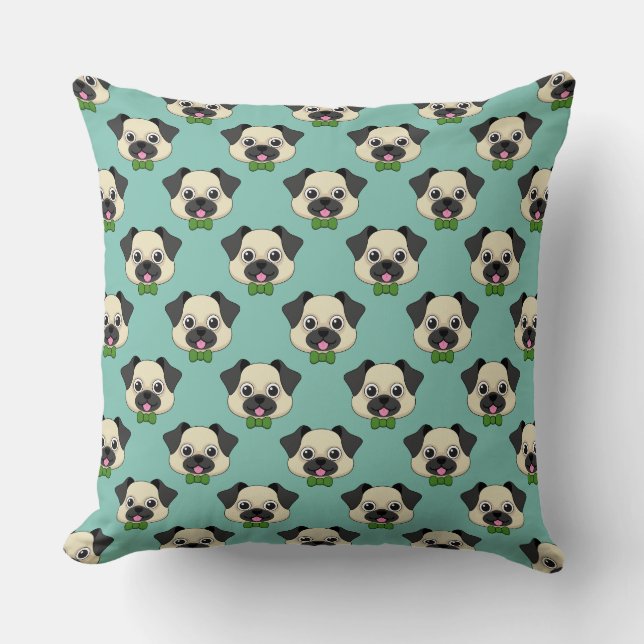 Coussin Joli chien Carlin avec Papillon (Recto)