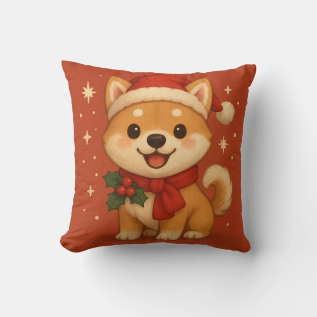 Coussin Joli Chien de Noël (Recto)