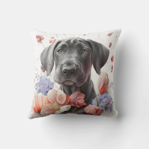 Coussin Joli chien Great Dane à l'aquarelle