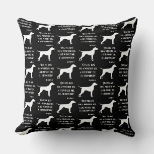 Coussin Joli chien noir et blanc citation Dean Koontz
