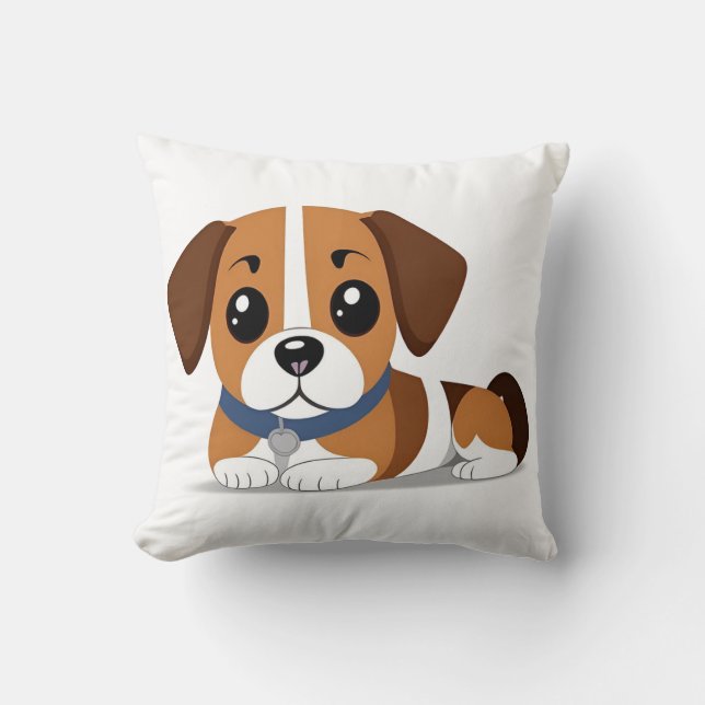Coussin Joli Chiot pour la Décoration de Maison des Amoure (Recto)
