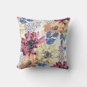 Coussin Joli chrysanthème rose Vintage