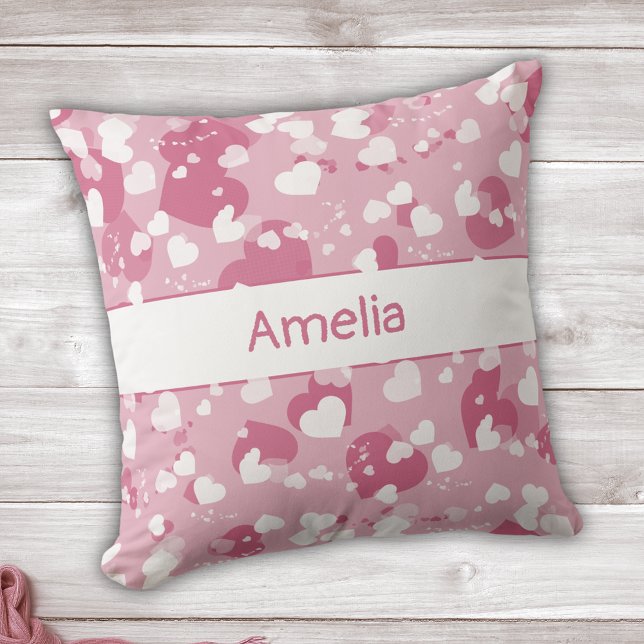 Coussin Joli Coeur d'Amour Rose Personnalisé (Créateur téléchargé)