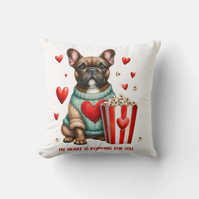 Coussin Joli cœur de la Saint-Valentin de Bouledogue Franç (Recto)