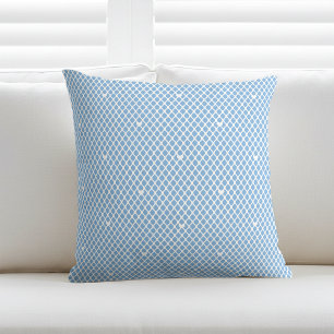 Coussin Joli cœur de l'amour en maille de treillis bleu mo