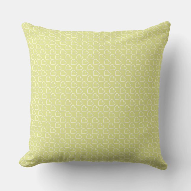 Coussin Joli coeur dessiné à la main design blanc sur vert (Recto)