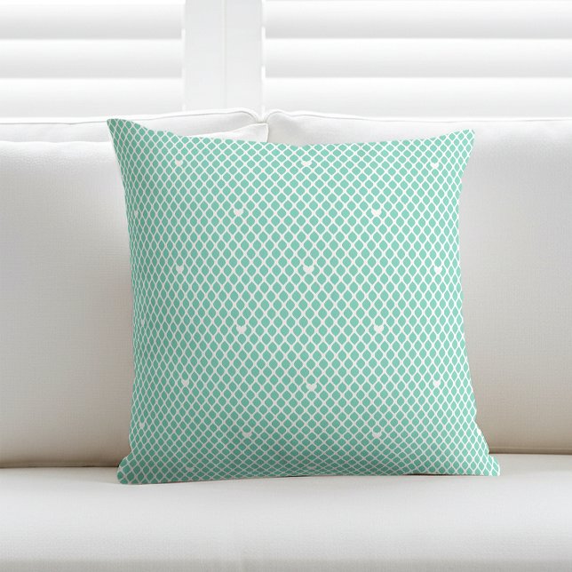 Coussin Joli cœur en treillis maillé mint moderne (Créateur téléchargé)
