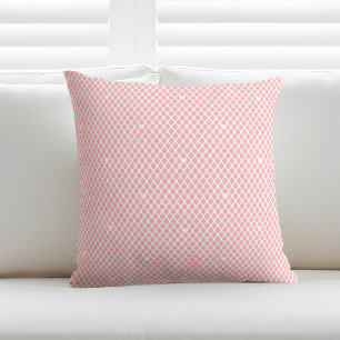 Coussin Joli cœur en treillis maillé rose moderne