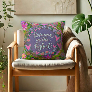 Coussin Joli Coeur rose Floral Hosanna Pâques