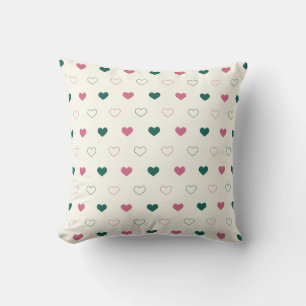 Coussin Joli cœur simple rose/crème sans couture