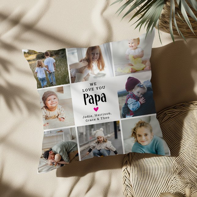 Coussin Joli collage photo 'Nous t'aimons Papa' (Créateur téléchargé)