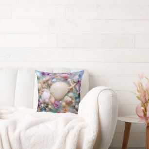 Coussin Joli coquillage de plage motif style maison