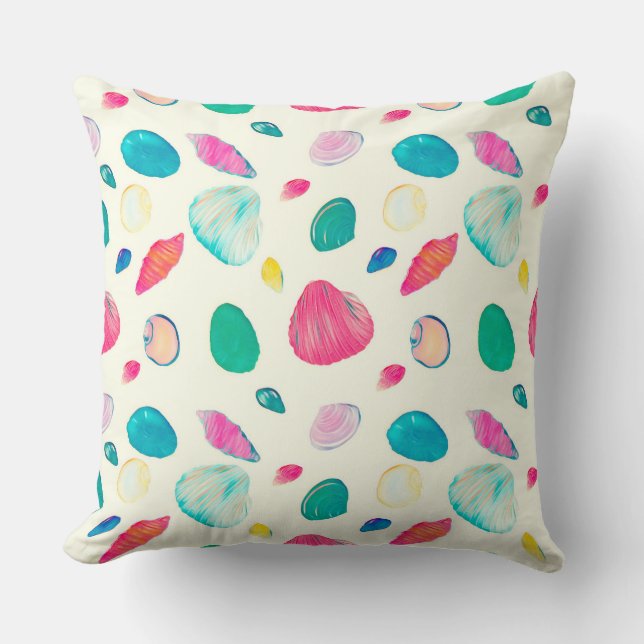 Coussin Joli coquillages colorés Motif beige (Recto)