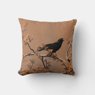 Coussin Joli Corbeau Sur Une Branche