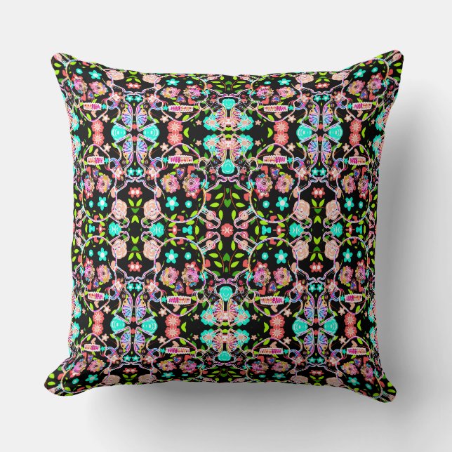 Coussin Joli crâne floral coloré (Recto)