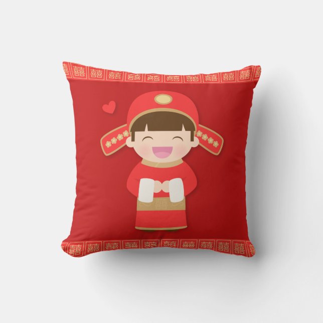 Coussin Joli Décor de Mariage Traditionnel Chinois pour le (Recto)