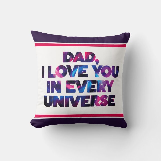 Coussin Joli Design De Texte Papa Je T'Aime Dans Chaque Un (Recto)