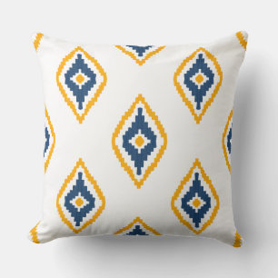 Coussin Joli design motif Ikat Bleu et jaune