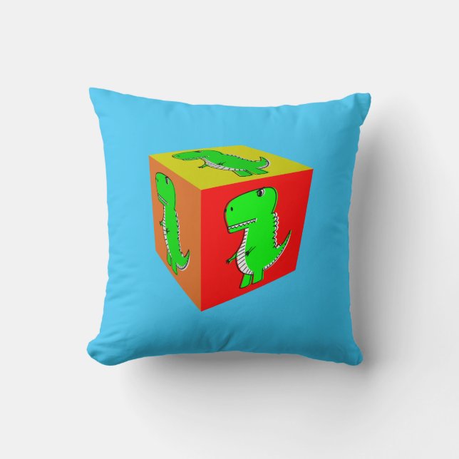 Coussin Joli dessin animé Dino Cube Art (Recto)