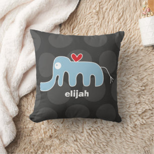 Coussin Joli dessin bleu éléphant amour Dots amusants Garç