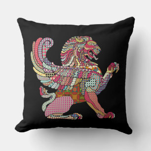 Coussin Joli dessin coloré d'un lion antique