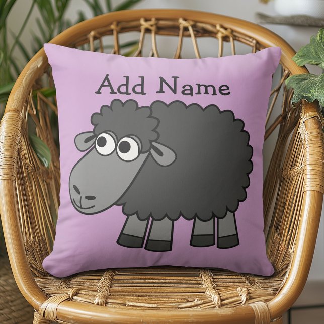 Coussin Joli dessin en noir Sheep avec nom (Créateur téléchargé)