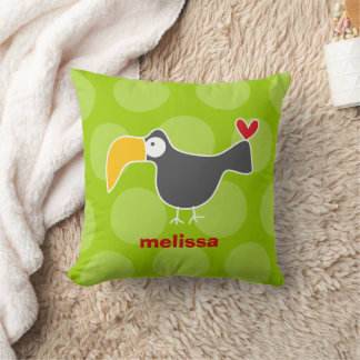 Coussin Joli dessin noir Toucan Oiseau Amour Dots amusants