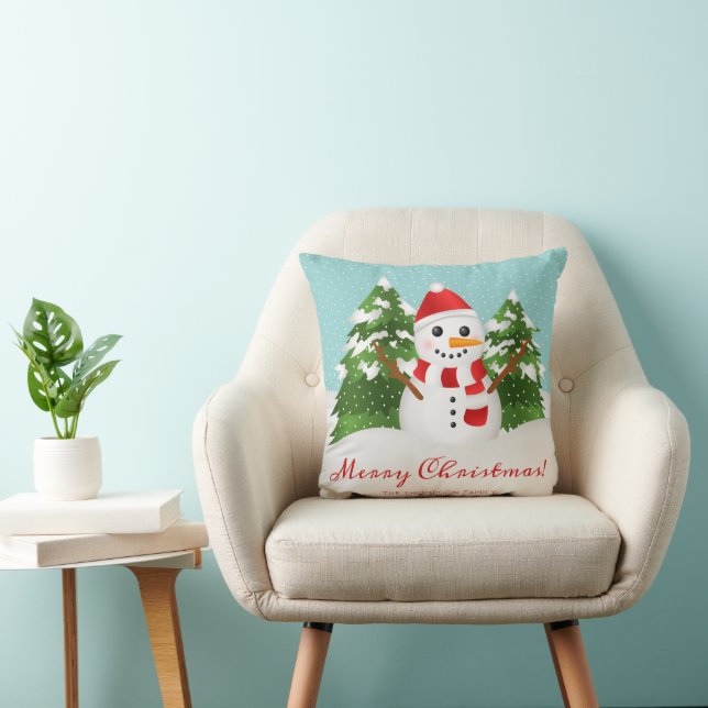 Coussin Joli dessin Snowman personnalisé Nom de famille No (Chaise)