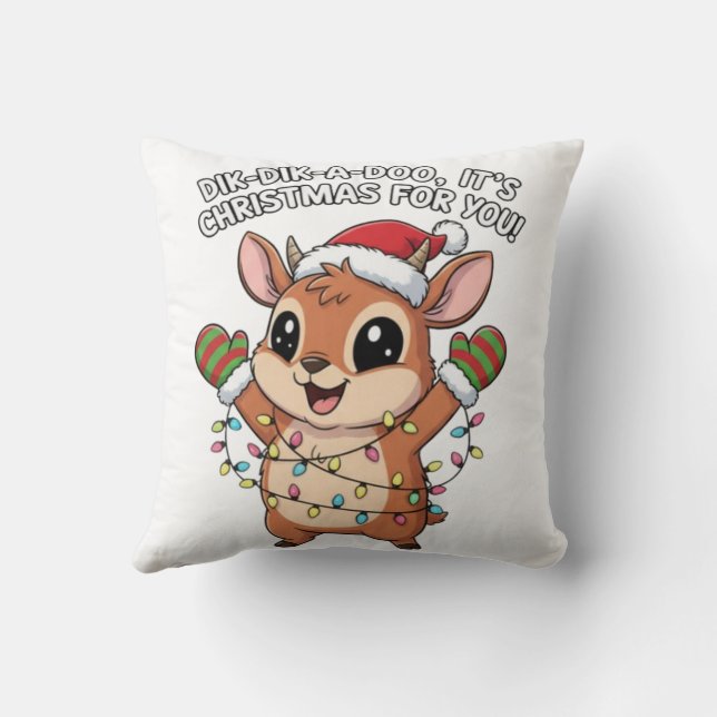 Coussin Joli Dik-Dik de Noël – Lumières de fête &  (Verso)