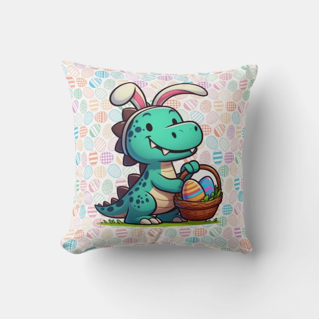 Coussin Joli dinosaure lapin de Pâques (Recto)