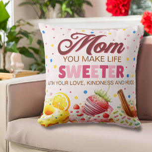 Coussin Joli donut aquarelle Maman, vous rendez la vie plu
