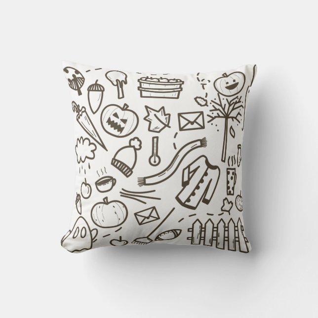 Coussin Joli Doodle Halloween Motif sans couture, Hallowee (Recto)