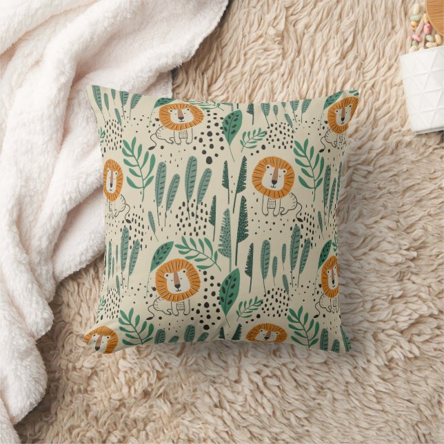Coussin Joli Doodle Lion Jungle Rainforest Motif (Couverture)