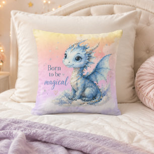 Coussin Joli dragon de fantaisie Né pour être magique