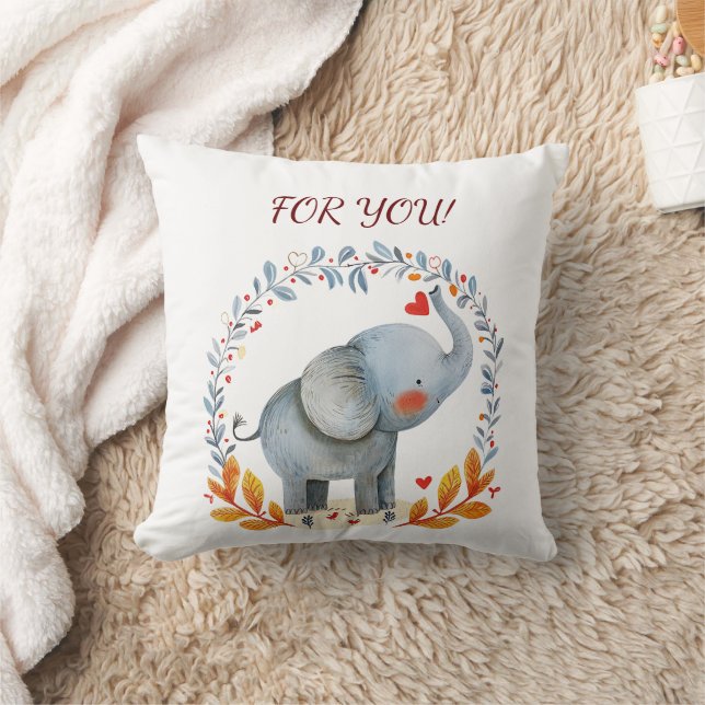 Coussin joli éléphant aquarelle peint (Couverture)