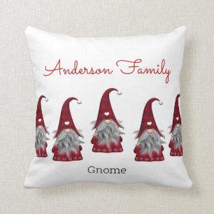 Coussin Joli Elfe de Noël Personnalisé à Carreaux Rustique