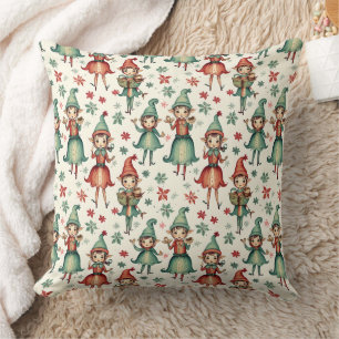 Coussin Joli elfes Vintage Noël saisonnier