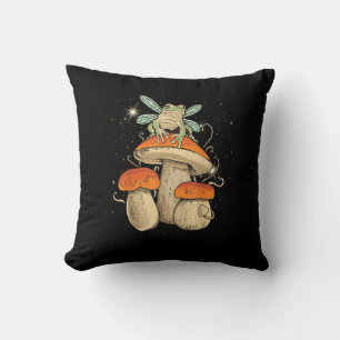 Coussin Joli esthétique Cottagecore Champignon Grenouille