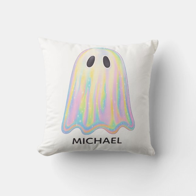 Coussin Joli Fantôme Arc-en-Ciel Pastel | Effrayant Esthét (Recto)