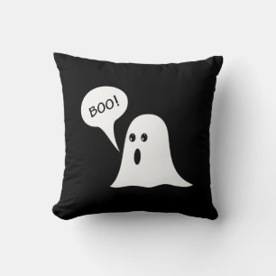 Coussin Joli Fantôme BOO Halloween Noir et Orange