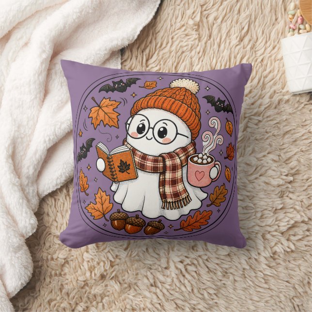 Coussin Joli fantôme de Halloween d'automne avec du chocol (Couverture)