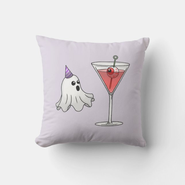 Coussin Joli fantôme effrayant & cocktail effrayant (Recto)