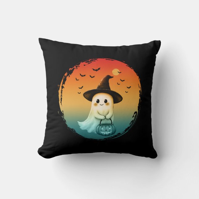 Coussin joli fantôme halloween citrouille automne saison a (Recto)