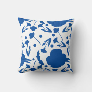 Coussin Joli floral bleu et blanc