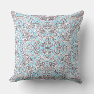 Coussin Joli floral classique gris bleu
