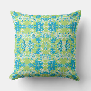 Coussin Joli floral de lys vert bleu sans couture