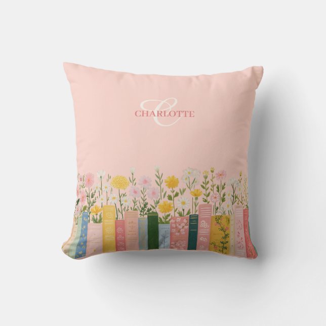 Coussin Joli Floral Print Bookish de printemps (Recto)