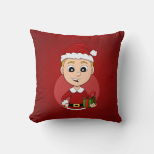 Coussin Joli garçon de Noël aux cheveux blonds